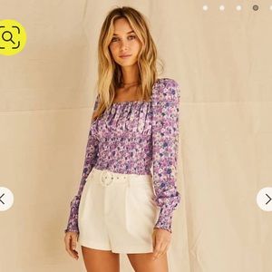 Smocked Floral Gigot Sleeve Top